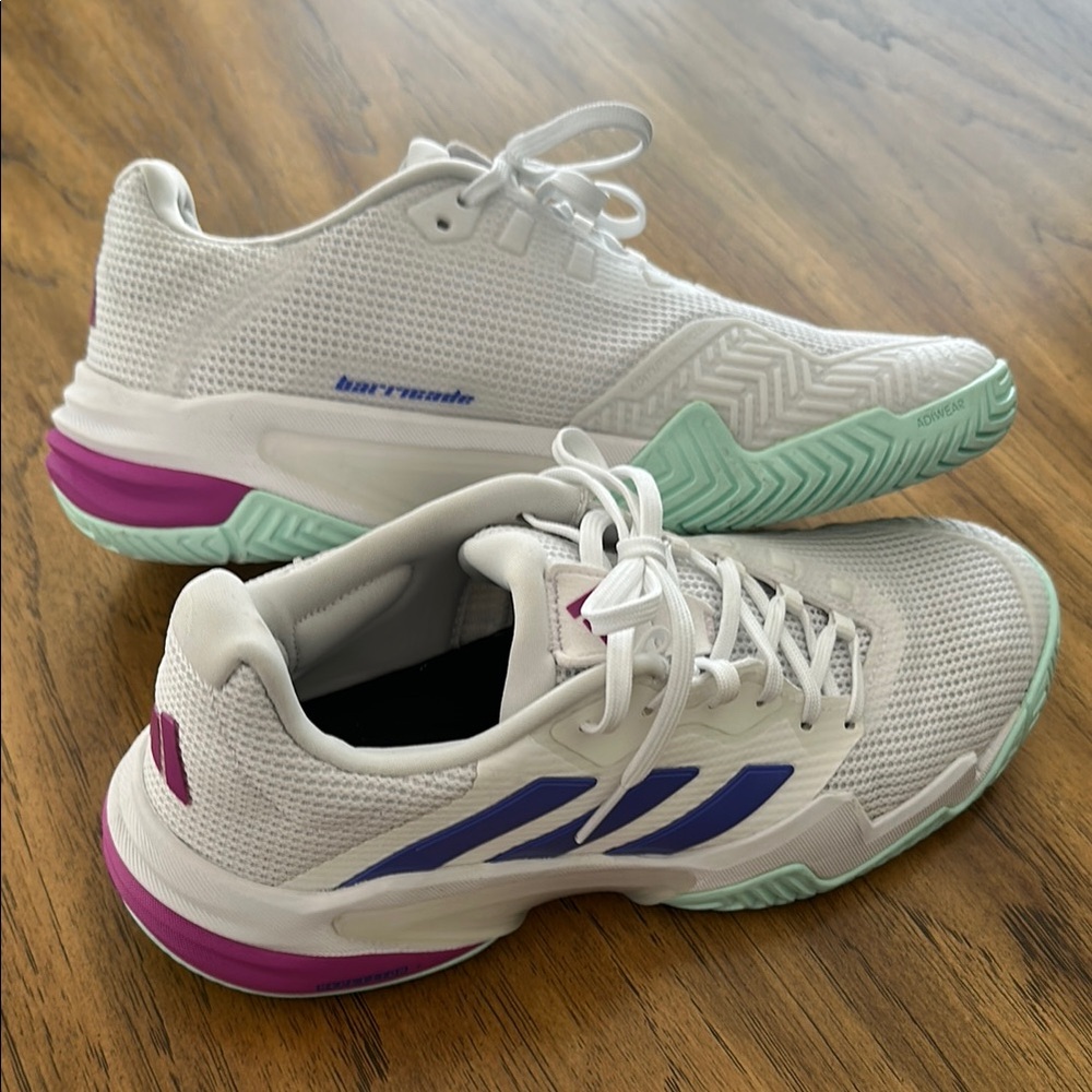 Adidas Women's White and Purple Athletic Shoes